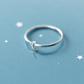 wholesale S925 silver ring for women, Korean-style fashionable moon ring, elegant crescent bay ring J5877-0-3