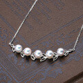 wholesale 14K Gold Natural Seawater Pearl Hollowed-out Olive Branch Leaf Necklace, Classic Elegant Collarbone Chain-0-3