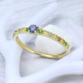 wholesale [9K Gold] Japanese-style Light Jewelry Natural Colored Gemstone Iolite Ring for Women, Versatile Simple and Fresh Hand Accessory, Drop Shipping-0-3