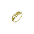 wholesale 9/14K Gold Japanese-inspired lightweight luxury vintage openwork scroll leaf rose diamond ring for women, luxurious-0-4