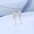 wholesale 9K gold fashion commuter jewelry natural freshwater pearl tassel earrings for women, Korean and Japanese accessories, dropshipping available-0-2