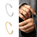 wholesale S925 Sterling Silver Minimalist Luxury Women's Ring With Zircon, Open-adjustable Finger Jewelry-0-1