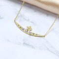 wholesale 9K Gold Light Luxury Vintage Victorian Romantic Five-Pointed Star Moon Tanzanian Zircon Necklace Collarbone Chain-0-1