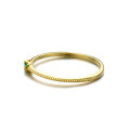 wholesale 9K/14K gold Korean-style wholesale jewelry green gemstone ring, simple and fashionable emerald band-0-2