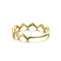 wholesale 9K Gold Japanese Light Luxury Jewelry Wave Diamond Ring Minimalist Hand Accessory, Available in 14K/18K Gold-0-1