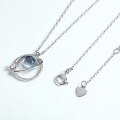 wholesale 925 Sterling Silver Japan Korea Classic Internet-famous Topaz Star Planet Necklace with Chain Pendant for Women, Cross-border Small Fresh Style-0-3