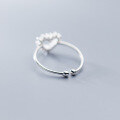 wholesale S925 Silver Nalan Ring for Women, Korean Style Fresh and Minimalist Diamond-Inlaid Combination Openwork Heart Light Bead Open Adjustable J6210-0-2