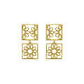 wholesale 9K Gold Lace Openwork Beaded Edge Square Sunflower Earrings Retro Plain Gold Elegant Jewelry New Style Dropshipping-0-4