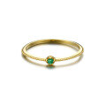 wholesale 9K/14K gold Korean-style wholesale jewelry green gemstone ring, simple and fashionable emerald band-0-4