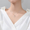 wholesale S925 silver necklace for women, Korean-style minimalist mermaid tail pendant with diamond accents, elegant and sweet collarbone chain D4388-0-1
