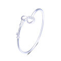 wholesale S990 Sterling Silver Ethnic-style Heart-shaped Key Adjustable Bangle for Women, Simple and Fashionable Love Pure Silver Bracelet Jewelry-0-4