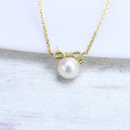 wholesale 9K Gold Korean Version Sweet Bow Pearl Necklace Collarbone Chain for Women, Simple and Versatile with a Girly Heart and Niche Design Sense-0-2