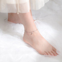 wholesale S925 Silver Ankle Chain Women's Japanese Style Minimalist Bell Sweet Beaded Bean Cute Round Foot Jewelry S3001-S925 Silver Anklet 925 Silver