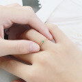 wholesale 9K/14K gold Korean-style wholesale jewelry green gemstone ring, simple and fashionable emerald band-0-3