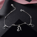 wholesale S925 Silver Korean Fashion Trendy Heart Ankle Chain, Fresh and Elegant Summer Anklet for Women Wholesale-0-1