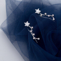 wholesale Sterling silver star ear clip women Korean style fashion personality inlaid diamond five-pointed star ear row earrings jewelry E8475-S925 Silver Ear Clip 925 Silver