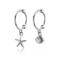 wholesale S925 silver earrings, women's Korean-style small fresh ocean shell sweet asymmetrical starfish earrings G4225-0-4