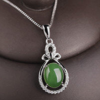 wholesale 925 Sterling Silver Inlaid with Natural Hetian Jade Pendant Women's Necklace Wholesale with Certificate-Angular White Jade Pendant (without chain)  925 Silver