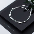 wholesale Sterling Silver S925 Women's Bracelet Korean Style Simple and Fashionable Double Layer Sweet Heart Jewelry S3197-0-1