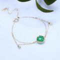 wholesale 9K Gold Japanese Style New Natural Green Chrysoprase Double-Sided Double-Layer Bracelet for Women-0-1