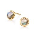 wholesale 925 Sterling Silver Plated with 9K Gold, Natural African Labradorite Round Stud Earrings for Cross-border Wholesale-0-4