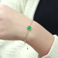 wholesale 9K Gold Japanese Style New Natural Green Chrysoprase Double-Sided Double-Layer Bracelet for Women-0-3