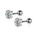 wholesale Sterling Silver S925 Earrings for Women Korean Style Minimalist and Fresh Single Diamond Stud Earrings Elegant and Graceful Ear Jewelry G2419-0-4