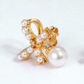 wholesale Metal material new Korean ear accessories sense pearl bow earrings cute internet-famous temperament small fresh ear studs new delicate-0-3