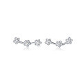 wholesale S925 Sterling Silver Earrings for Women, Korean Style Fresh and Sweet Small Single Diamond Three Flowers Simple Ear Accessories G4290-0-4
