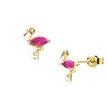 wholesale 9K Gold Japanese Cute Cartoon Pink Flamingo Cactus Ear Studs Women, Trendy Asymmetric Earrings-0-1