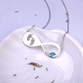wholesale S925 Sterling Silver DIY Customizable Infinity Footprint Personalized Name Necklace Pendant-0-2