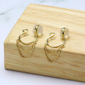 wholesale 9K Gold Japanese Minimalist Tassel Chain Ear Clip, No Piercing Earrings for Women, Direct from Manufacturer-0-2