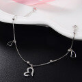 wholesale S925 Silver Korean Fashion Trendy Heart Ankle Chain, Fresh and Elegant Summer Anklet for Women Wholesale-0-0