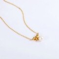 wholesale Silver Japanese-style minimalist design small pearl collarbone chain bow necklace pendant Valentine's Day gift-0-1