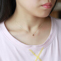 wholesale 9K gold super simple cute little heart pendant necklace choker set with earrings-0-3