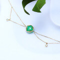 wholesale 9K Gold Japanese Style New Natural Green Chrysoprase Double-Sided Double-Layer Bracelet for Women-0-2