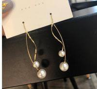 wholesale S925 Sterling Silver Textured Pearl Bead Tassel Ear Thread New Long Wave Earrings for Women G9312-S925 silver pair gold model 925 silver