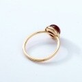 wholesale 925 Silver Gold-Plated Minimalist Natural Mozambique Garnet Round Ring Japanese Mori Girl Style Geometric Finger Jewelry-0-2