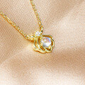 wholesale 9K gold Ariel the Little Mermaid Princess hollow shell moonstone necklace Korean version dreamy heart-shaped collarbone chain-0-1