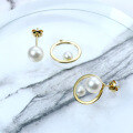 wholesale 14K Gold Japanese TASAKI New Simple Basic Pearl Earrings for Women, Detachable and Convertible Hoop Style-0-2