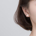 wholesale Metal Material: S925 Sterling Silver Fashionable and Unique Puzzle Earrings with a Brushed Finish, Small and Creative, Korean-style Cute Earrings for Women, E3184-0-2
