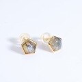 wholesale 925 Sterling Silver Creative Geometric Square Stud Earrings with Labradorite, Minimalist and Fashionable Weekly Earrings Direct from Manufacturer-0-2