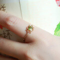 wholesale 9K Gold Adjustable Chain Ring with Natural Peridot for Women, Vintage Palace Style Luxury Japanese-0-3