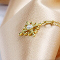 wholesale 9K Gold Minimalist Japanese Style Hollow Cross Floral Starry Sky Diamond Pendant Necklace Custom samples and designs accepted-0-2