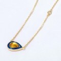 wholesale S925 Gold-Plated Enamel Drop Waterdrop Light Luxury Necklace, Japanese Style Inlaid with Natural Amber Pear-Shaped Geometric Necklace Wholesale-0-2