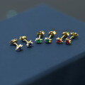 wholesale 9K gold jewelry dropshipping, mini red blue green spinel star earrings, Korean and Japanese style earrings-0-1