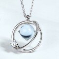 wholesale 925 Sterling Silver Japan Korea Classic Internet-famous Topaz Star Planet Necklace with Chain Pendant for Women, Cross-border Small Fresh Style-0-2