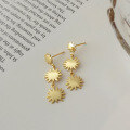 wholesale S925 Sterling Silver Gold Sunflower Earrings With Tassels, Wholesale From Factory-0-1
