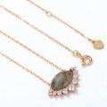 wholesale 9K Gold Plated Sterling Silver Geometric African Labradorite Necklace for Women, Minimalist Style Gemstone Jewelry Wholesale-0-1