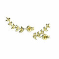 wholesale 9K Gold Moissanite Olive Leaf Necklace and Feather Wheat Ear Leaf Earrings Set for Women-0-4